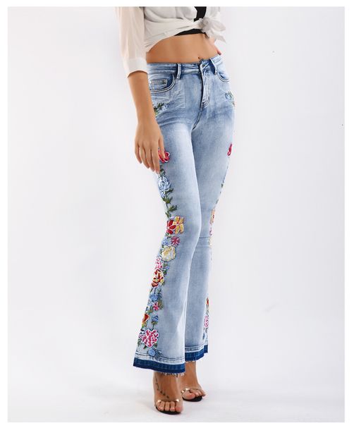 jeans msxu sell denim 3d embroidered with a long leg washed breech pants burned brim waist high, Blue
jeans msxu sell denim 3d embroidered with a long leg washed breech pants burned brim waist high, Blue