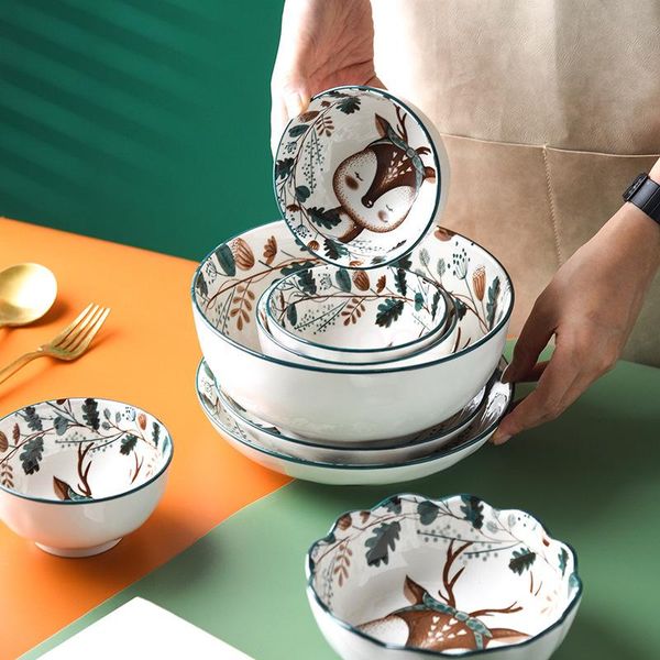dishes & plates cute cartoon deer hand-painted bowl dish tableware ceramic rice noodle plate dinnerware set eco friendly products
dishes & plates cute cartoon deer hand-painted bowl dish tableware ceramic rice noodle plate dinnerware set eco friendly products