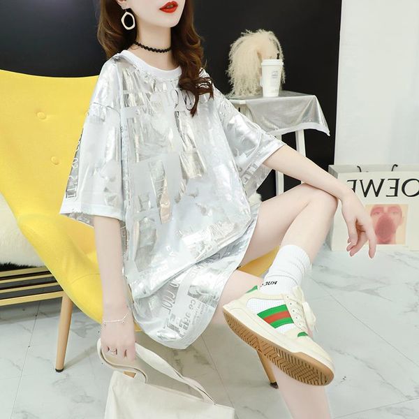 women's t-shirt gonegoing 2021 fashion plus size -3xl women silver print loose long t shirt o neck half sleeve belly tees 0723, White
women's t-shirt gonegoing 2021 fashion plus size -3xl women silver print loose long t shirt o neck half sleeve belly tees 0723, White
