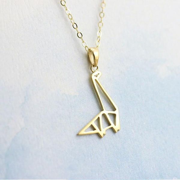 chains origami dinosaur necklace gold color pendant cute animal d401, Silver 
chains origami dinosaur necklace gold color pendant cute animal d401, Silver