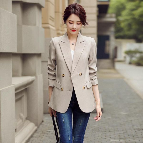 women's plus size suit ladies office jacket 2021 autumn slim double-breasted blazer temperament suits & blazers, White;black
women's plus size suit ladies office jacket 2021 autumn slim double-breasted blazer temperament suits & blazers, White;black