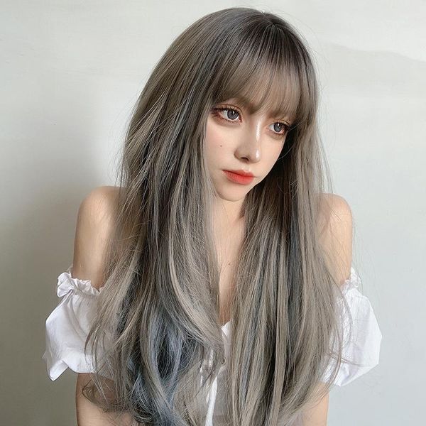 highlights long wavy hair haze blue wig gradient lolita daily role play heat resistant synthetic wig1, Black
highlights long wavy hair haze blue wig gradient lolita daily role play heat resistant synthetic wig1, Black