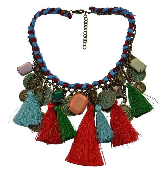 chokers bohemian handmade pink colorful thread tassel crystal coin fringe pendant choker necklaces with link chains maxi ethnic jewelry, Golden;silver
chokers bohemian handmade pink colorful thread tassel crystal coin fringe pendant choker necklaces with link chains maxi ethnic jewelry, Golden;silver