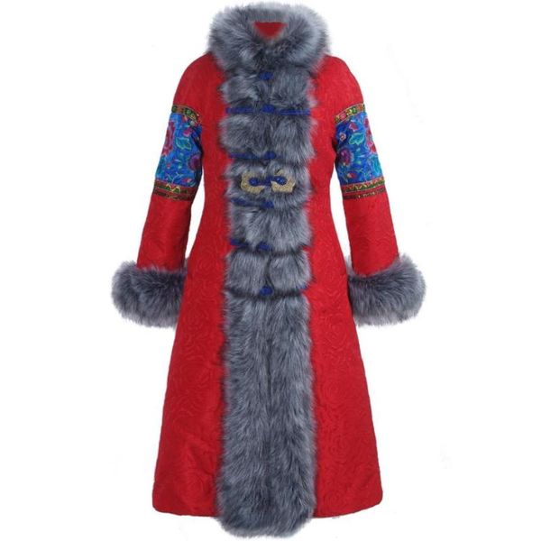 women's trench coats 2021 winter national style embroidered cotton-padded jacket women slim waist long fur collar thickening warm coat, Tan;black
women's trench coats 2021 winter national style embroidered cotton-padded jacket women slim waist long fur collar thickening warm coat, Tan;black