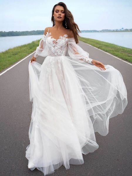 2021 beach wedding dress v back boho vintage rustic long sleeve tulle floor length bridal gowns charming vestido de novia bride dresses, White
2021 beach wedding dress v back boho vintage rustic long sleeve tulle floor length bridal gowns charming vestido de novia bride dresses, White