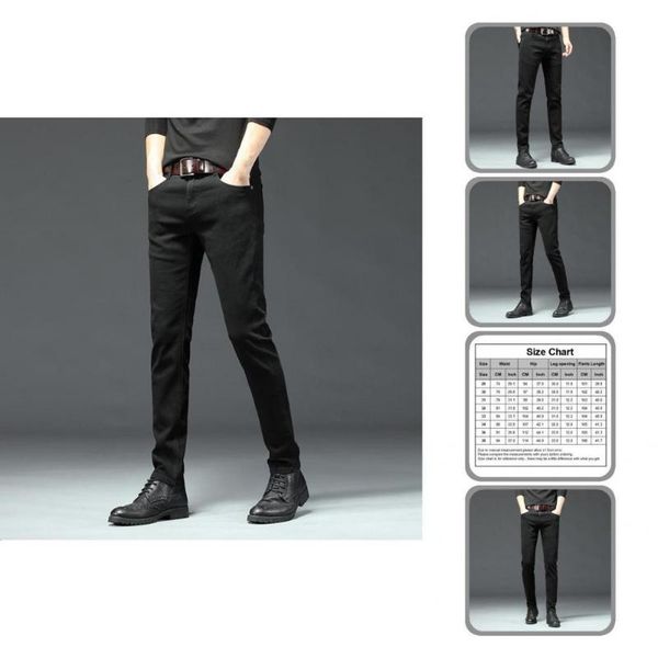 men's jeans stylish classic mid-waist black denim pants skin-friendly formal for work, Blue
men's jeans stylish classic mid-waist black denim pants skin-friendly formal for work, Blue