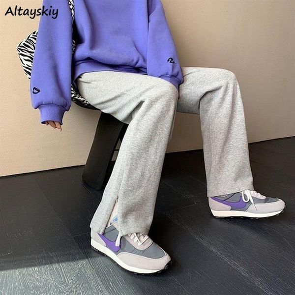 straight pants women chic simple spring workout all-match teens trousers soft breathable high waist ins pure oversized side slit women', Black;white
straight pants women chic simple spring workout all-match teens trousers soft breathable high waist ins pure oversized side slit women', Black;white