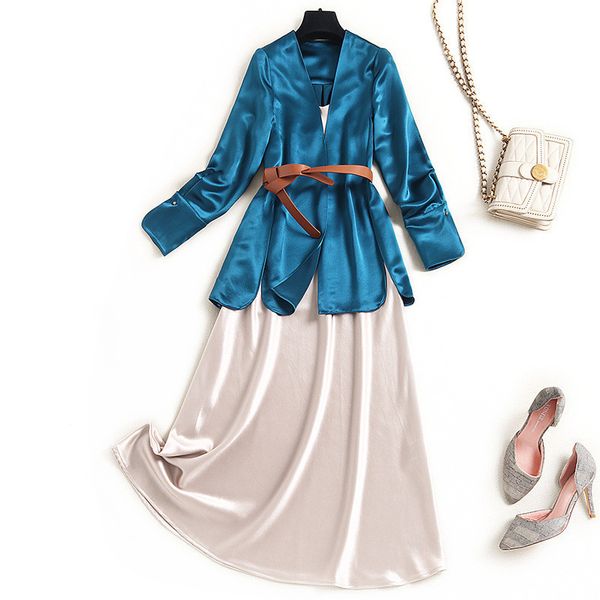 two piece dress elegant mrs spring fashion designers full sleeve blazer suit acetate belts dress 2 piece party clothes office cm13, White
two piece dress elegant mrs spring fashion designers full sleeve blazer suit acetate belts dress 2 piece party clothes office cm13, White