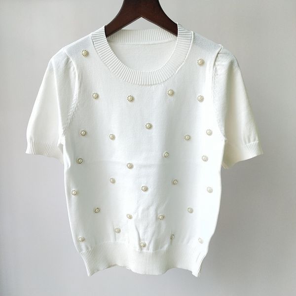 59% off factory outlet store summer pearl nail pearl age reducing casual round neck ice silk knitted short sleeve top, White;black
59% off factory outlet store summer pearl nail pearl age reducing casual round neck ice silk knitted short sleeve top, White;black