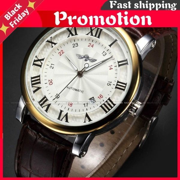 wristwatches rome number fashion men brand gold sport self wind automatic mechanical calendar leather watch clock, Slivery;brown
wristwatches rome number fashion men brand gold sport self wind automatic mechanical calendar leather watch clock, Slivery;brown