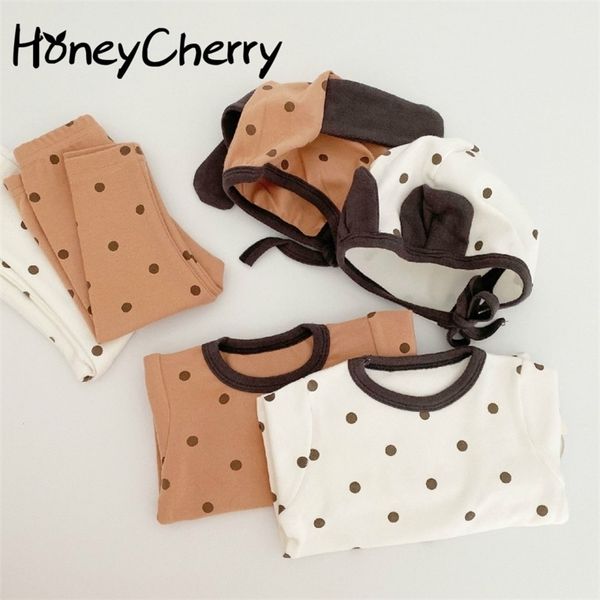 infant long sleeves clothing sets baby home wear three-piece tracksuit dot romper + hat baby girl clothes 210701, White
infant long sleeves clothing sets baby home wear three-piece tracksuit dot romper + hat baby girl clothes 210701, White