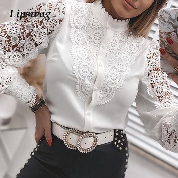 women's blouses & shirts 2021 spring elegant hollow out lace women casual puff long sleeve ladies fashion stand neck patchwork blusa, White
women's blouses & shirts 2021 spring elegant hollow out lace women casual puff long sleeve ladies fashion stand neck patchwork blusa, White