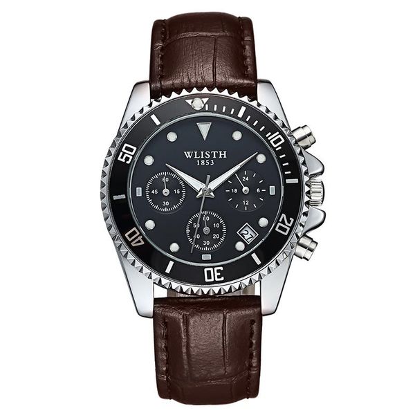 chronograph leather men's watches quartz fashion sport military wristwatch men relogio masculino wristwatches, Slivery;brown
chronograph leather men's watches quartz fashion sport military wristwatch men relogio masculino wristwatches, Slivery;brown