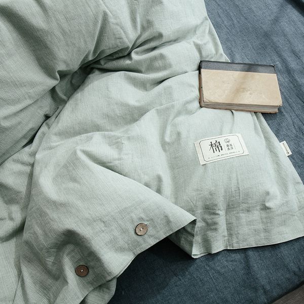 simple hemp style four piece linen texture solid button plain cotton quilt cover fitted sheet bedding
simple hemp style four piece linen texture solid button plain cotton quilt cover fitted sheet bedding