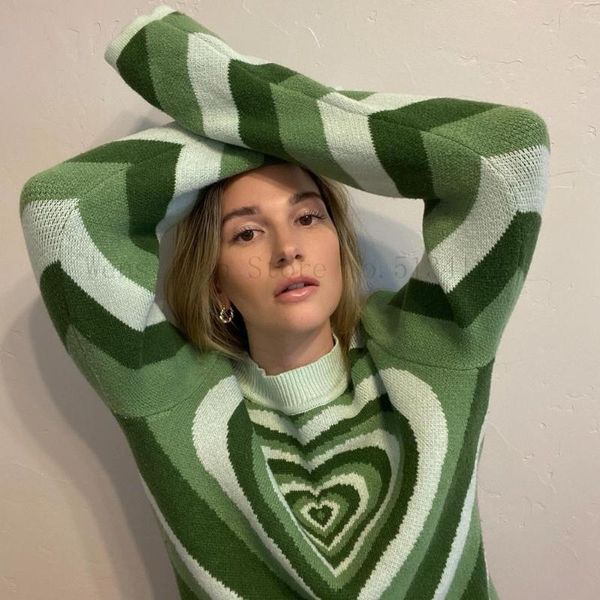 women's sweaters y2k aesthetics sweater women heart striped turtleneck e-girl sweet pullovers long sleeve green 90s knitwear, White;black
women's sweaters y2k aesthetics sweater women heart striped turtleneck e-girl sweet pullovers long sleeve green 90s knitwear, White;black