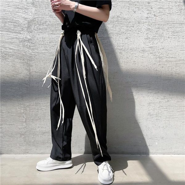 men's removable shoelace casual suit pants internet celebrities fashion trousers japan harajuku korean style streetwear pant, Black
men's removable shoelace casual suit pants internet celebrities fashion trousers japan harajuku korean style streetwear pant, Black