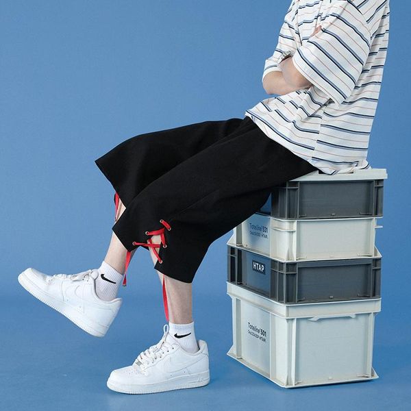 men's pants nice casual harem mens korean ribbon men streetwear sweatpants male loose oversized man jogging elastic waist 5xl, Black 
men's pants nice casual harem mens korean ribbon men streetwear sweatpants male loose oversized man jogging elastic waist 5xl, Black