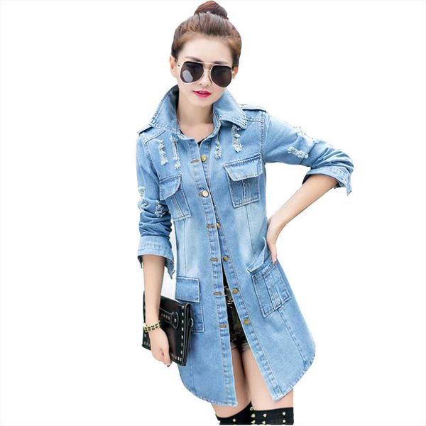 women's jackets denim jacket european american mid-length lapel hole female windbreaker 2021 autumn spring plus size overcoat, Black;brown
women's jackets denim jacket european american mid-length lapel hole female windbreaker 2021 autumn spring plus size overcoat, Black;brown