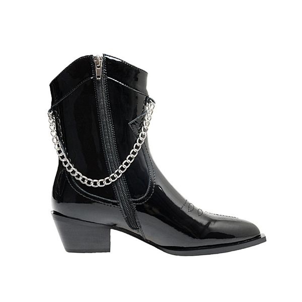 the european celebrity web site western women leather pointed to current heel thick shoes women's boots, Black
the european celebrity web site western women leather pointed to current heel thick shoes women's boots, Black