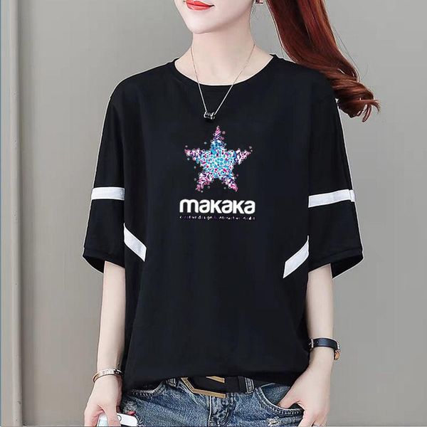 women's t-shirt summer cotton short sleeve art retro print 5-sleeve, White
women's t-shirt summer cotton short sleeve art retro print 5-sleeve, White