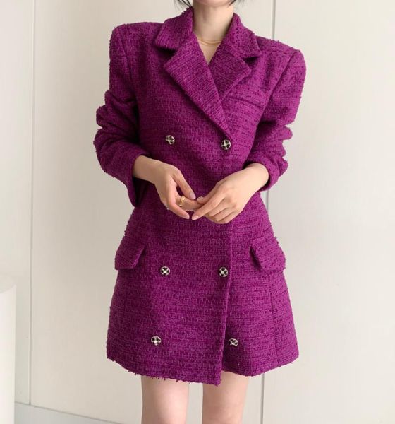 women's wool & blends tweed jacket dress button mini long sleeve winter 2021 korean retro coat, Black
women's wool & blends tweed jacket dress button mini long sleeve winter 2021 korean retro coat, Black
