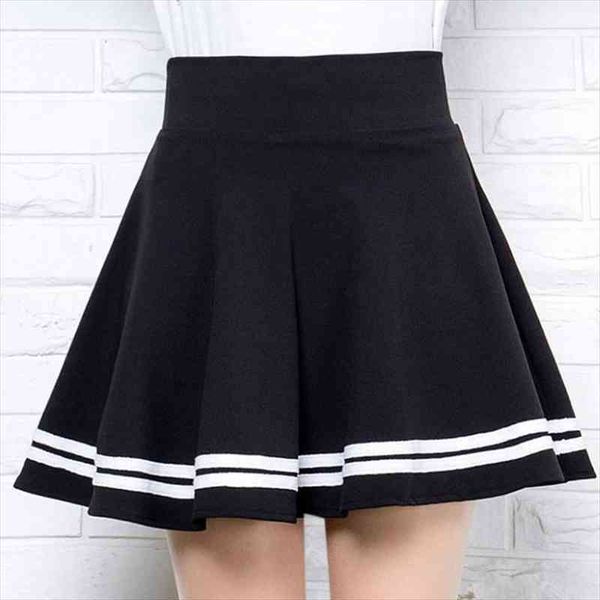 high waist pleated korean striped womens skirt a-line mini elastic sweet girls dance, Black
high waist pleated korean striped womens skirt a-line mini elastic sweet girls dance, Black