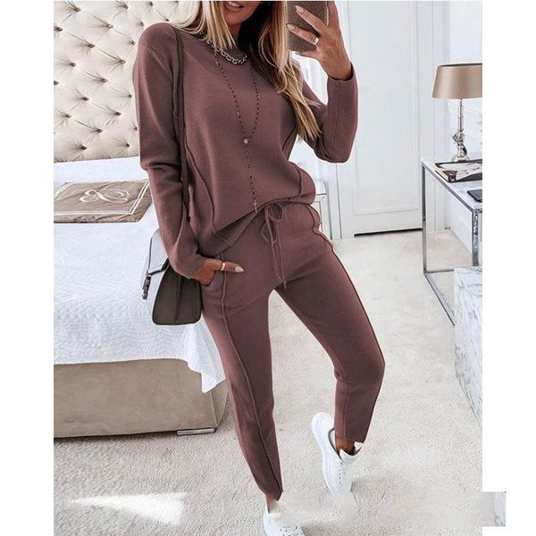women's two piece pants clcey high-neck solid color long-sleeved pocket trousers casual two-piece autumn and winter sweater women, White
women's two piece pants clcey high-neck solid color long-sleeved pocket trousers casual two-piece autumn and winter sweater women, White
