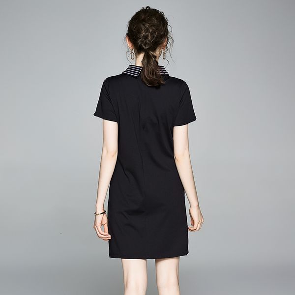 casual dresses new summer fashion black elegant turn-down collar short sleeve slim love embroidery brooch women's mini ibwk, Black;gray
casual dresses new summer fashion black elegant turn-down collar short sleeve slim love embroidery brooch women's mini ibwk, Black;gray