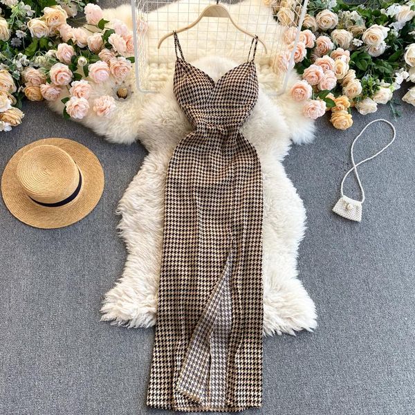 casual dresses 2021 summer houndstooth spaghetti strap dress women v-neck slim high waist split, Black;gray
casual dresses 2021 summer houndstooth spaghetti strap dress women v-neck slim high waist split, Black;gray