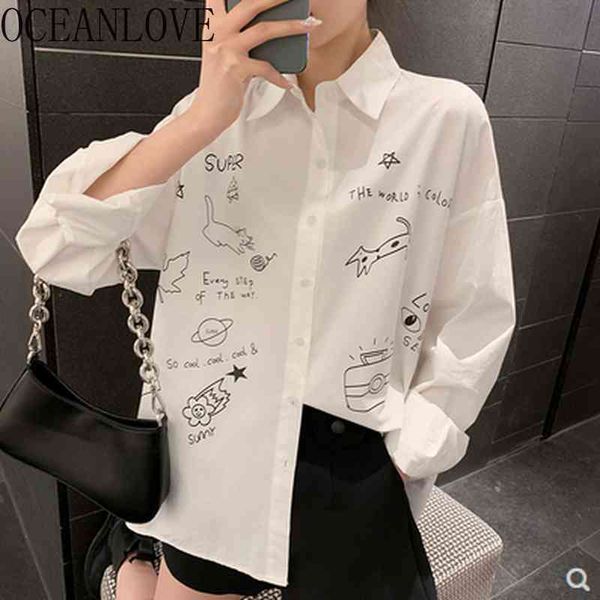 women spring korean fashion all match camisas mujer loose long sleeve cartoon graffiti print white shirt blouse 210415
women spring korean fashion all match camisas mujer loose long sleeve cartoon graffiti print white shirt blouse 210415