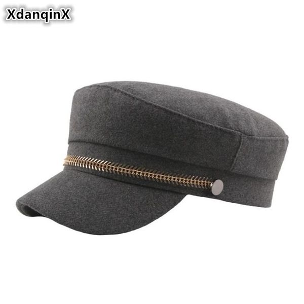 berets xdanqinx autumn women's army military hats elegant retro flat cap for women golden chain decoration fashion brands lady's h, Blue;gray
berets xdanqinx autumn women's army military hats elegant retro flat cap for women golden chain decoration fashion brands lady's h, Blue;gray