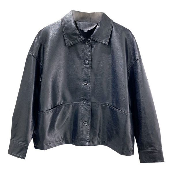 leather autumn simple korean version of retro hong kong-style leather women loose wild thin casual lapel jacket, Black
leather autumn simple korean version of retro hong kong-style leather women loose wild thin casual lapel jacket, Black
