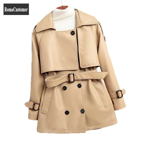 women's jackets sheepskin genuine leather trench coat 2021 autumn british style loose solid fashion casual womens elegant outerwear, Black;brown
women's jackets sheepskin genuine leather trench coat 2021 autumn british style loose solid fashion casual womens elegant outerwear, Black;brown