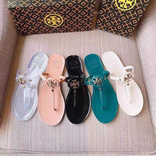 luxury slippers tb women's jelly flat bottom metal button beach slippers sandals, Black
luxury slippers tb women's jelly flat bottom metal button beach slippers sandals, Black