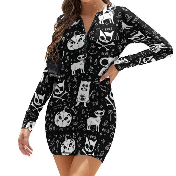 casual dresses skull dress long sleeve short polyester bodycon ladies printed summer one-piece, Black;gray
casual dresses skull dress long sleeve short polyester bodycon ladies printed summer one-piece, Black;gray