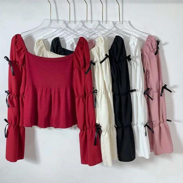 women slash neck cropped sweater pullover crop girls sweet bowknots full flare sleeve sweaters jumpers for female women's, White;black
women slash neck cropped sweater pullover crop girls sweet bowknots full flare sleeve sweaters jumpers for female women's, White;black