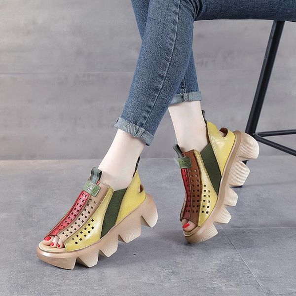sandals retro first layer cowhide thick-soled sponge cake hollow single shoe hole women's shoes wedge leather women summer, Black
sandals retro first layer cowhide thick-soled sponge cake hollow single shoe hole women's shoes wedge leather women summer, Black