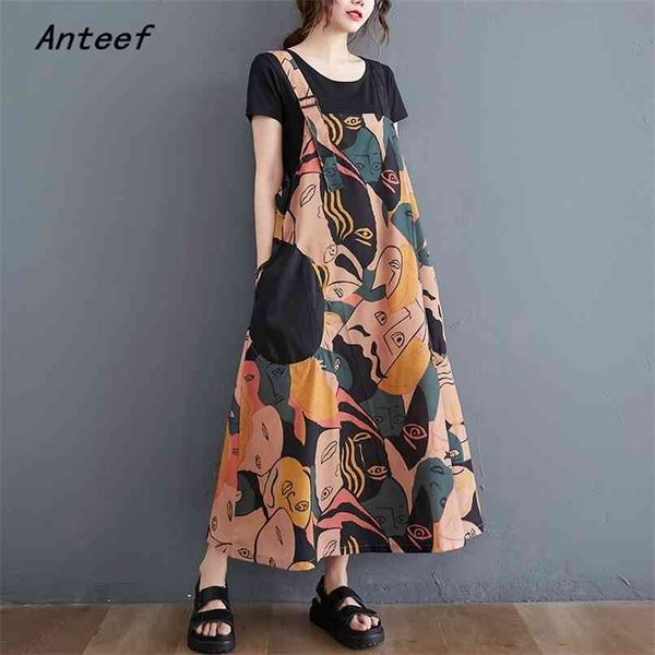 sleeveless strap plus size cotton vintage floral dresses forwomen casual loose long summer dress elegant clothes sundress 210517, Black;gray
sleeveless strap plus size cotton vintage floral dresses forwomen casual loose long summer dress elegant clothes sundress 210517, Black;gray