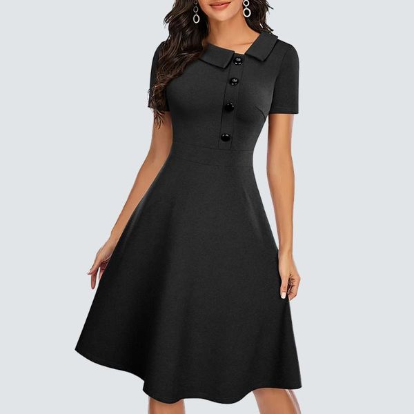 casual dresses women classic turn down collar side buttons fashion elegant party summer a line dress ha255, Black;gray
casual dresses women classic turn down collar side buttons fashion elegant party summer a line dress ha255, Black;gray