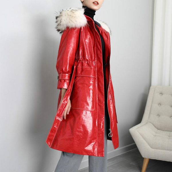 women's leather & faux genuine jacket women korean sheepskin coat female 90% white duck down raccoon dog fur collar 2021 femme veste pp, Black
women's leather & faux genuine jacket women korean sheepskin coat female 90% white duck down raccoon dog fur collar 2021 femme veste pp, Black