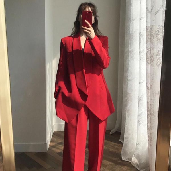 autumn women 2pcs set suit office ladies turn-down collar black/red blazer and wide leg high waist pants female fashion 20211, White
autumn women 2pcs set suit office ladies turn-down collar black/red blazer and wide leg high waist pants female fashion 20211, White
