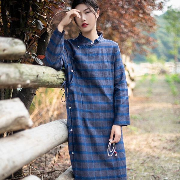 casual dresses scuwlinen 2021 spring autumn women dress classic plaid stand-collar lacing long linen loose vintage robe vestidos s972, Black;gray
casual dresses scuwlinen 2021 spring autumn women dress classic plaid stand-collar lacing long linen loose vintage robe vestidos s972, Black;gray