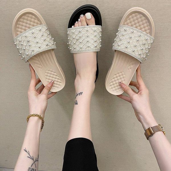 slippers low string bead shoes woman 2021 casual lady platform glitter slides pantofle luxury girl jelly rubber pu hoof heel, Black
slippers low string bead shoes woman 2021 casual lady platform glitter slides pantofle luxury girl jelly rubber pu hoof heel, Black