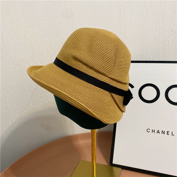 french classic curled fisherman's summer women's republic of china protection fine grass sun hat, Yellow
french classic curled fisherman's summer women's republic of china protection fine grass sun hat, Yellow