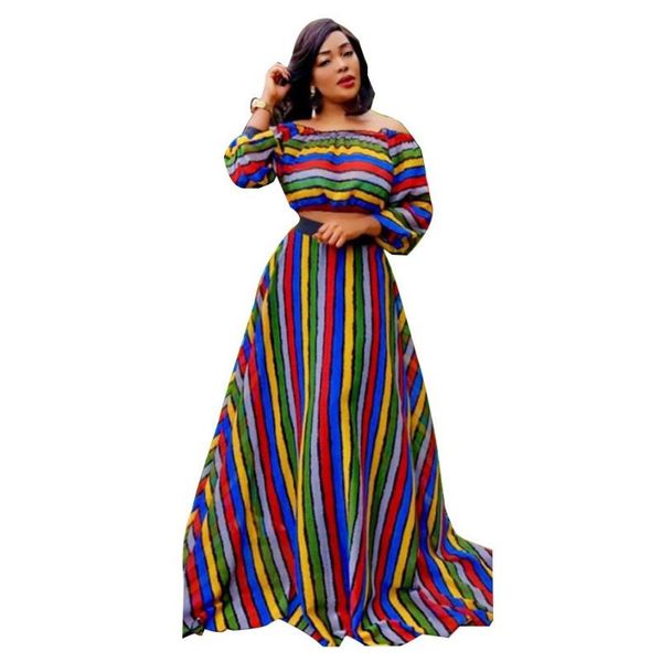 women's tracksuits women party outfits off shoulder lantern sleeve short and long skirt set colorful striped two pieces sets, Gray
women's tracksuits women party outfits off shoulder lantern sleeve short and long skirt set colorful striped two pieces sets, Gray