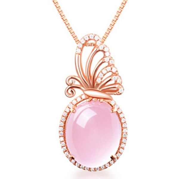 pendant necklaces rose gold color butterfly oval shape pink quartz link chain necklace with rhinestone jewelry, Silver
pendant necklaces rose gold color butterfly oval shape pink quartz link chain necklace with rhinestone jewelry, Silver