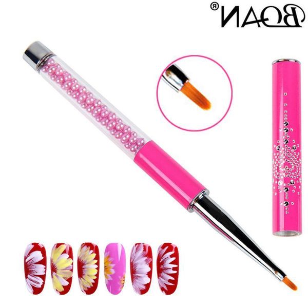 

bqan rose red oval petal nail brush uv gel builder acrylic nail brush painting pen tools manicure rhinestone handle, Yellow