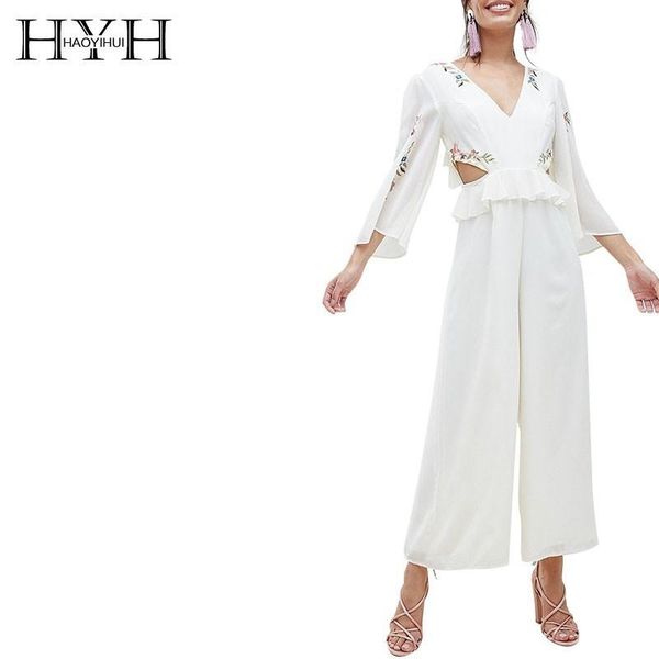 women's jumpsuits & rompers hyh haoyihui femme summer simple v-neck backless hollow out ruffles embroidery loose wide leg elegant white, Black;white
women's jumpsuits & rompers hyh haoyihui femme summer simple v-neck backless hollow out ruffles embroidery loose wide leg elegant white, Black;white