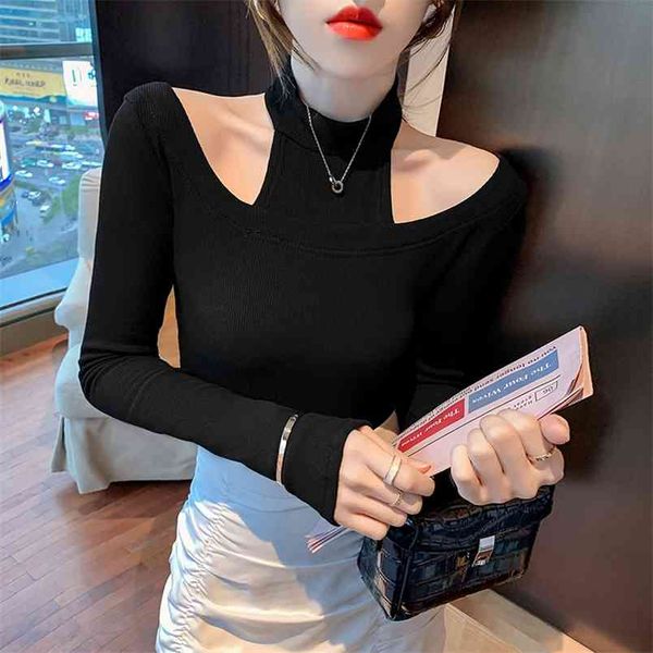 women long sleeve halter t-shirt black yellow slash neck t shirt cotton elastic basic t-shirts female 210507, White
women long sleeve halter t-shirt black yellow slash neck t shirt cotton elastic basic t-shirts female 210507, White