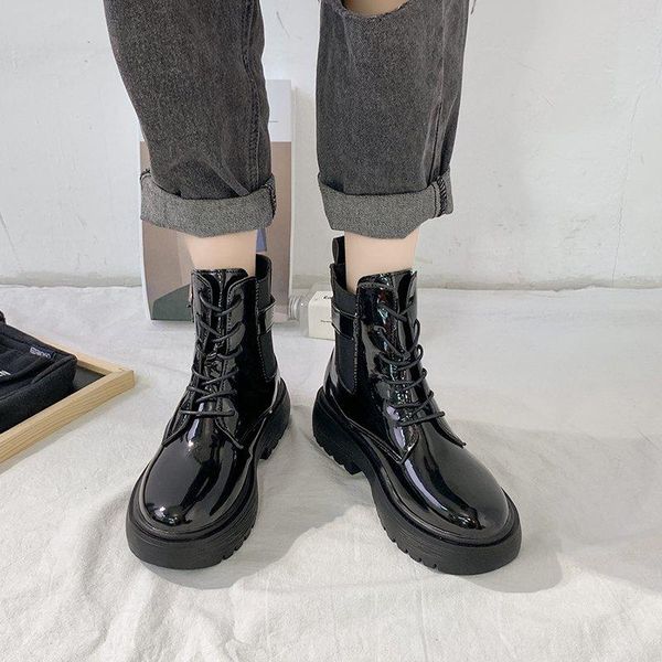boots patent leather women's british style autumn 2021 casual shoes short women fashion, Black
boots patent leather women's british style autumn 2021 casual shoes short women fashion, Black